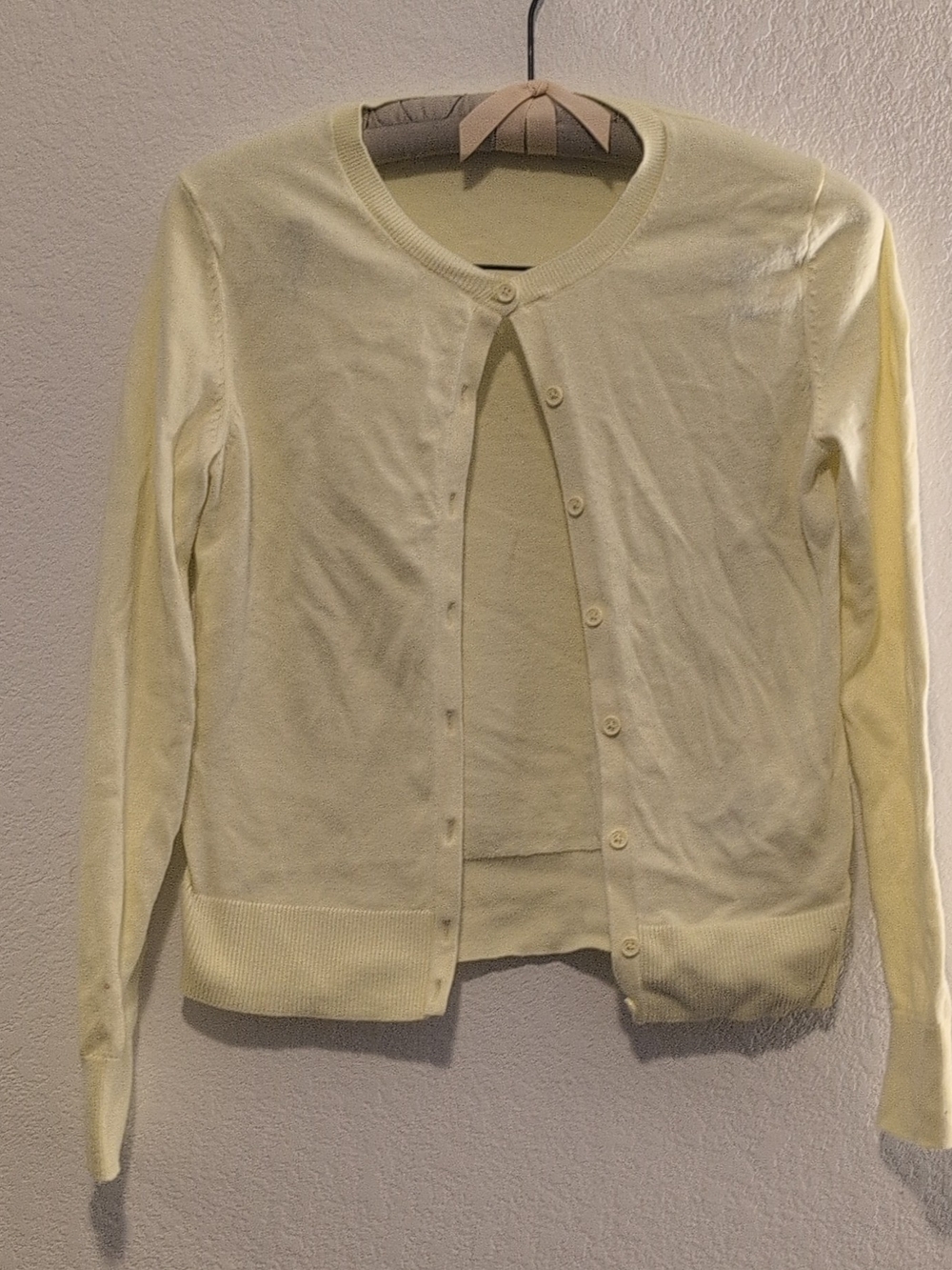 GAP 100% Cotton Yellow Women's Small Crewneck Button Up Cardigan
